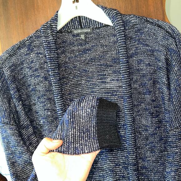 Eileen Fisher Size Medium Cardigan Open Front Karma Linen Blend Blue - Picture 5 of 8